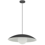Dainolite 1 Light Pendant, Matte Black w/ Opal Glass