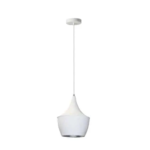 Dainolite 1 Light Pendant, Matte White / Silver