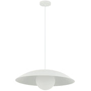 Dainolite 1 Light Pendant, Matte White w/ Opal Glass