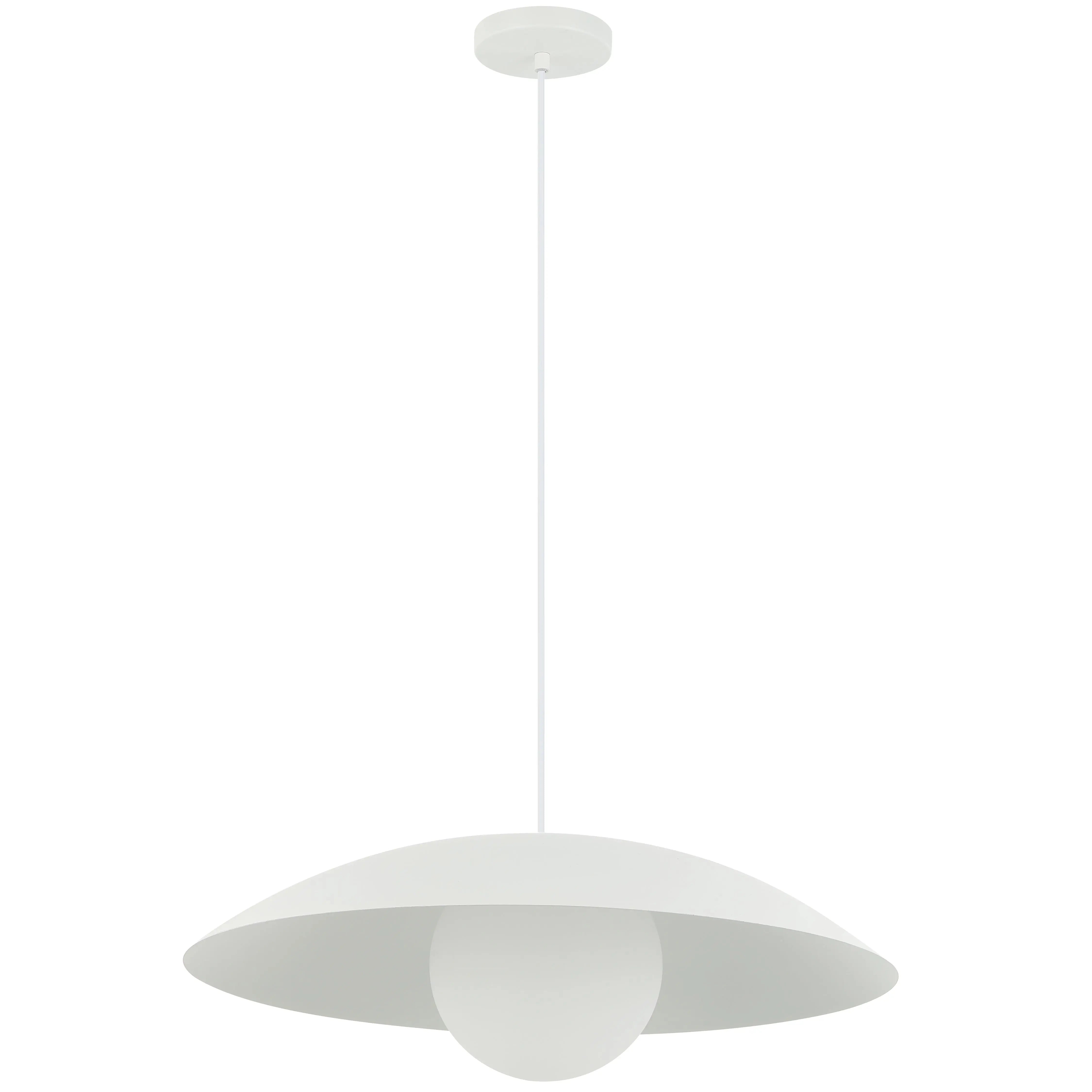 Dainolite 1 Light Pendant, Matte White w/ Opal Glass