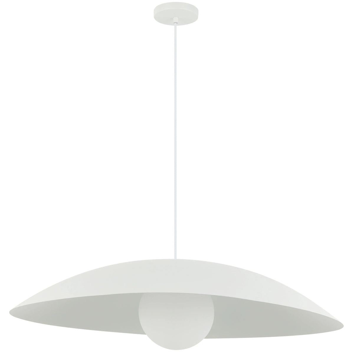 Dainolite 1 Light Pendant, Matte White w/ Opal Glass