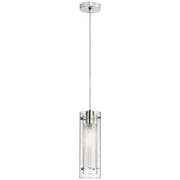 Dainolite 1 Light Pendant, Polished Chrome Finish, Clear Frosted Glass