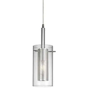 Dainolite 1 Light Pendant, Polished Chrome, Clear Glass / Steel Mesh