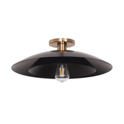 Dainolite 1 Light Semi-Flush Mount in Aged Brass w/ Matte Black Metal Shade