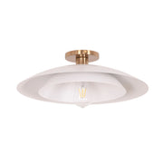 Dainolite 1 Light Semi-Flush Mount in Aged Brass w/ Matte White Metal Shade