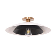 Dainolite 1 Light Semi-Flush Mount in Aged Brass w/ Matte White & Matte Black Metal Shade