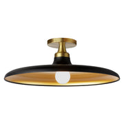 Dainolite 1 Light Semi-Flush Mount in Matte Black and Aged Brass