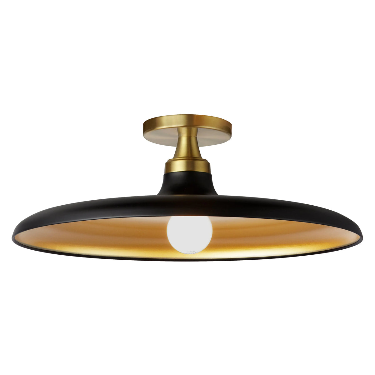 Dainolite 1 Light Semi-Flush Mount in Matte Black and Aged Brass