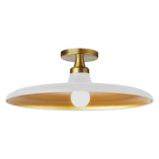 Dainolite 1 Light Semi-Flush Mount in Matte White and Aged Brass