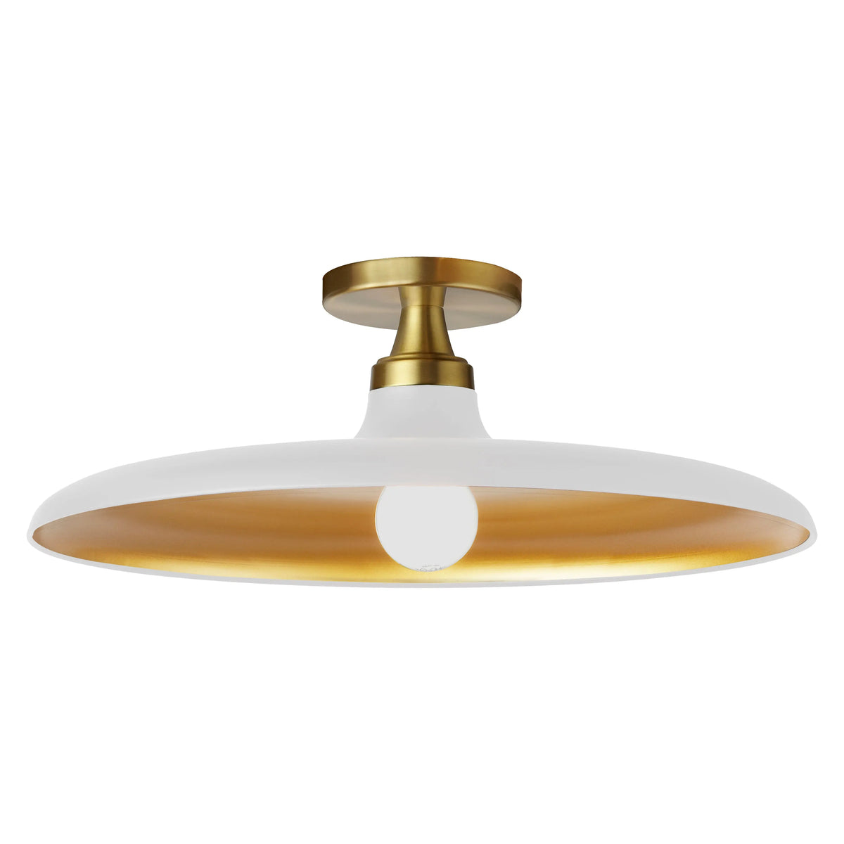 Dainolite 1 Light Semi-Flush Mount in Matte White and Aged Brass