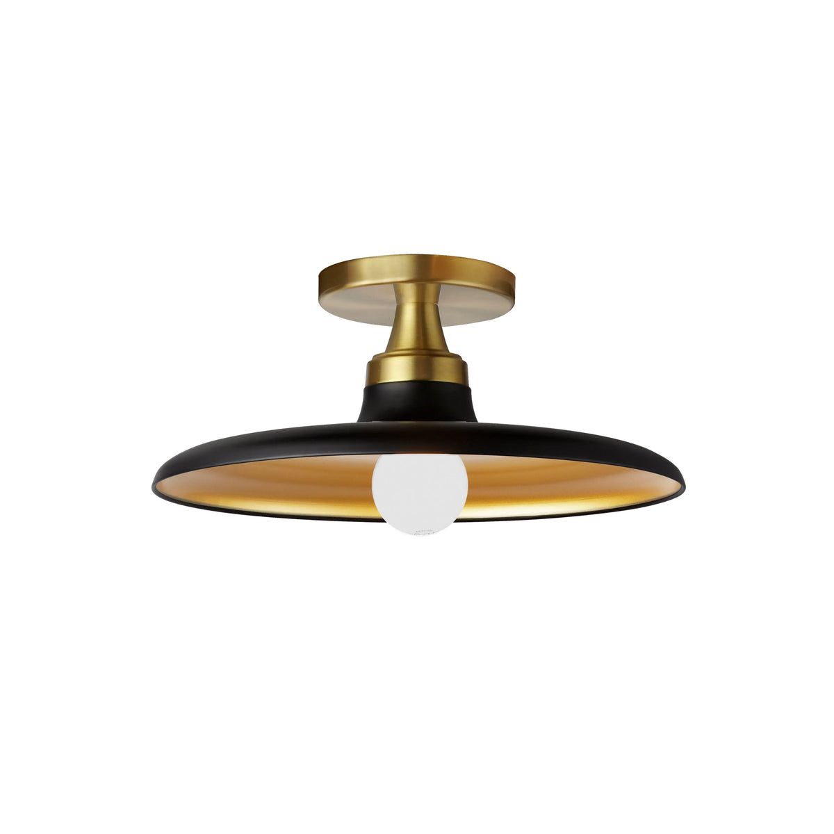 Dainolite 1 Light Semi-Flush Mount, Matte Black and Aged Brass