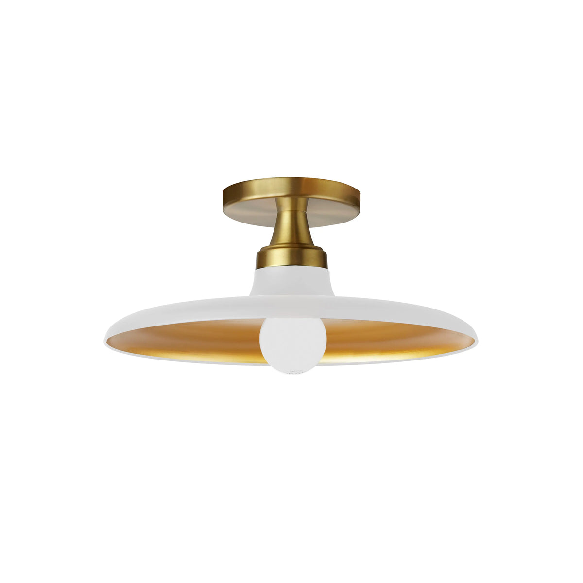 Dainolite 1 Light Semi-Flush Mount, Matte White and Aged Brass
