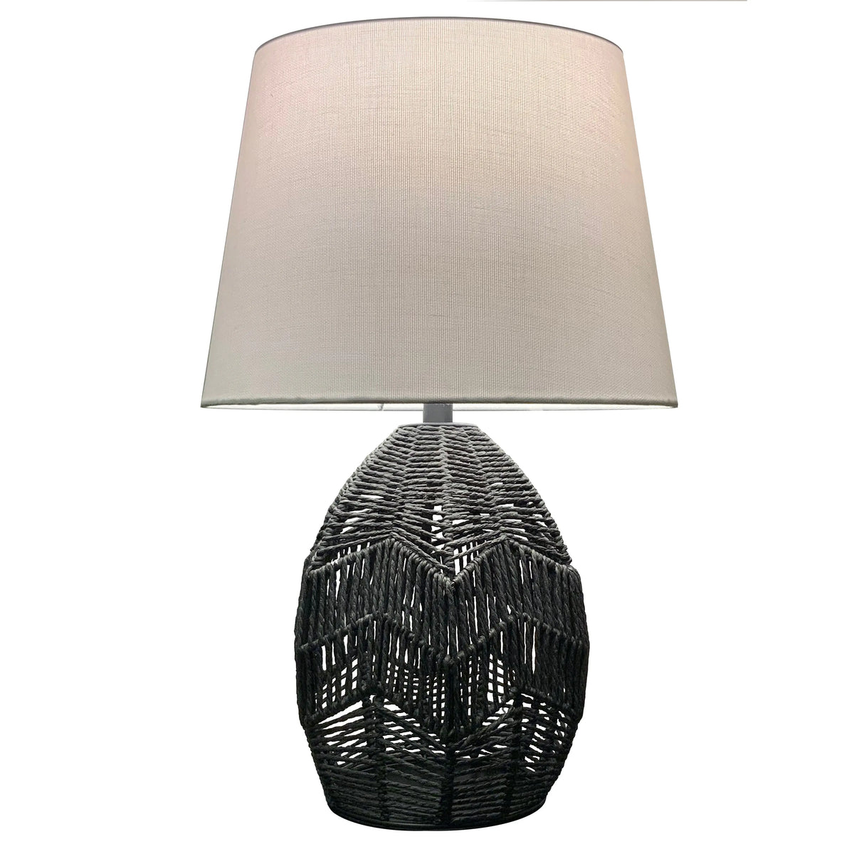 Dainolite 1 Light Table Lamp in Black w/ Beige Shade