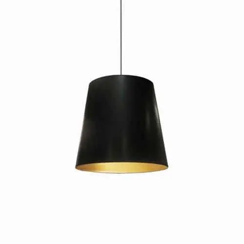 Dainolite 1 Light Tapered Drum Pendant with Black on Gold Shade
