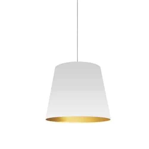 Dainolite 1 Light Tapered Drum Pendant with White on Gold Shade