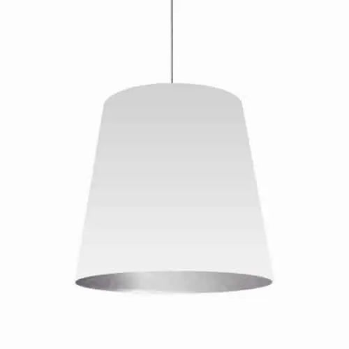 Dainolite 1 Light Tapered Drum Pendant with White on Silver Shade