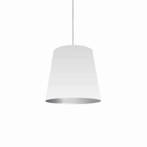 Dainolite 1 Light Tapered Drum Pendant with White on Silver Shade