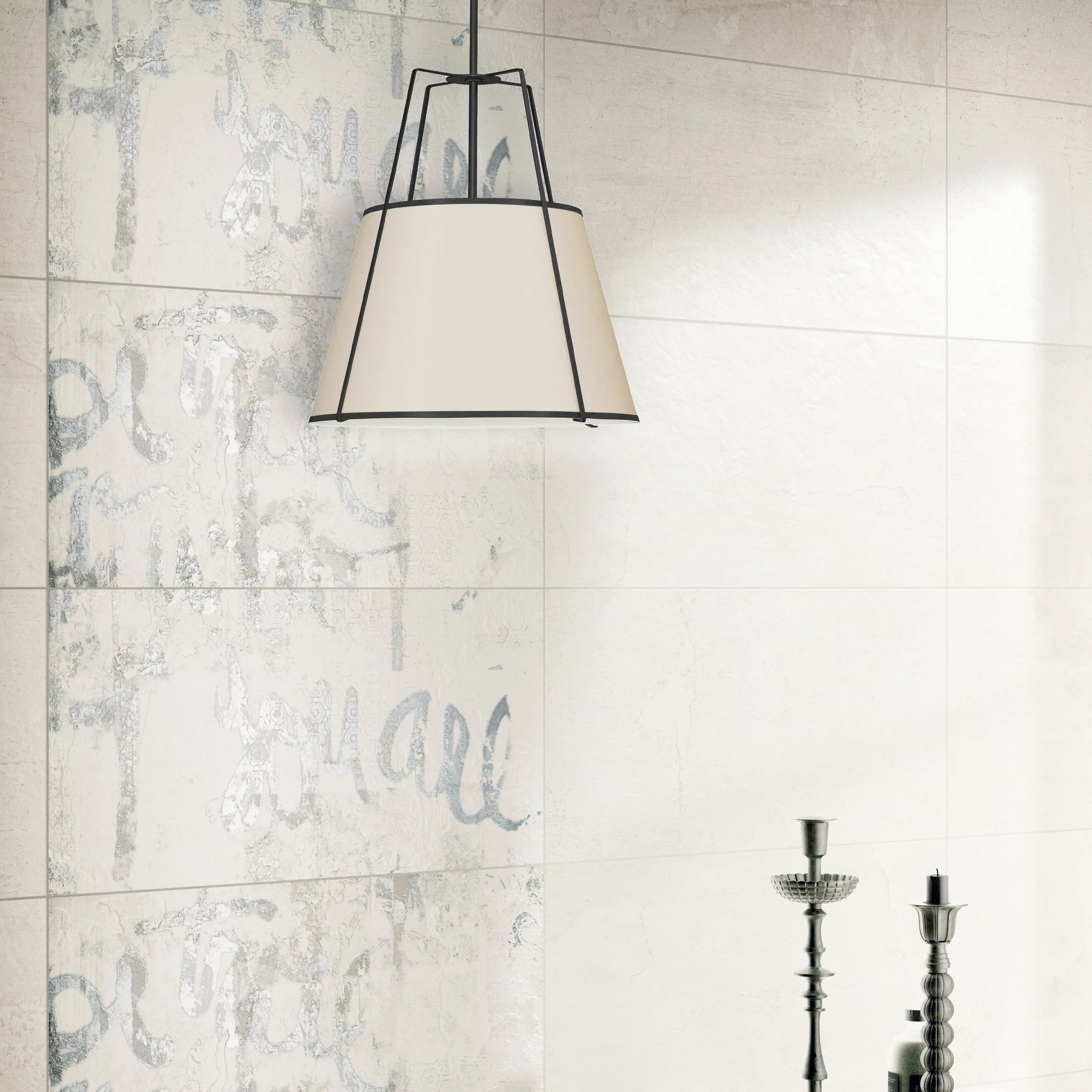 Dainolite 1 Light Trapezoid Pendant Black/Cream Shade w/ White Fabric Diffuser
