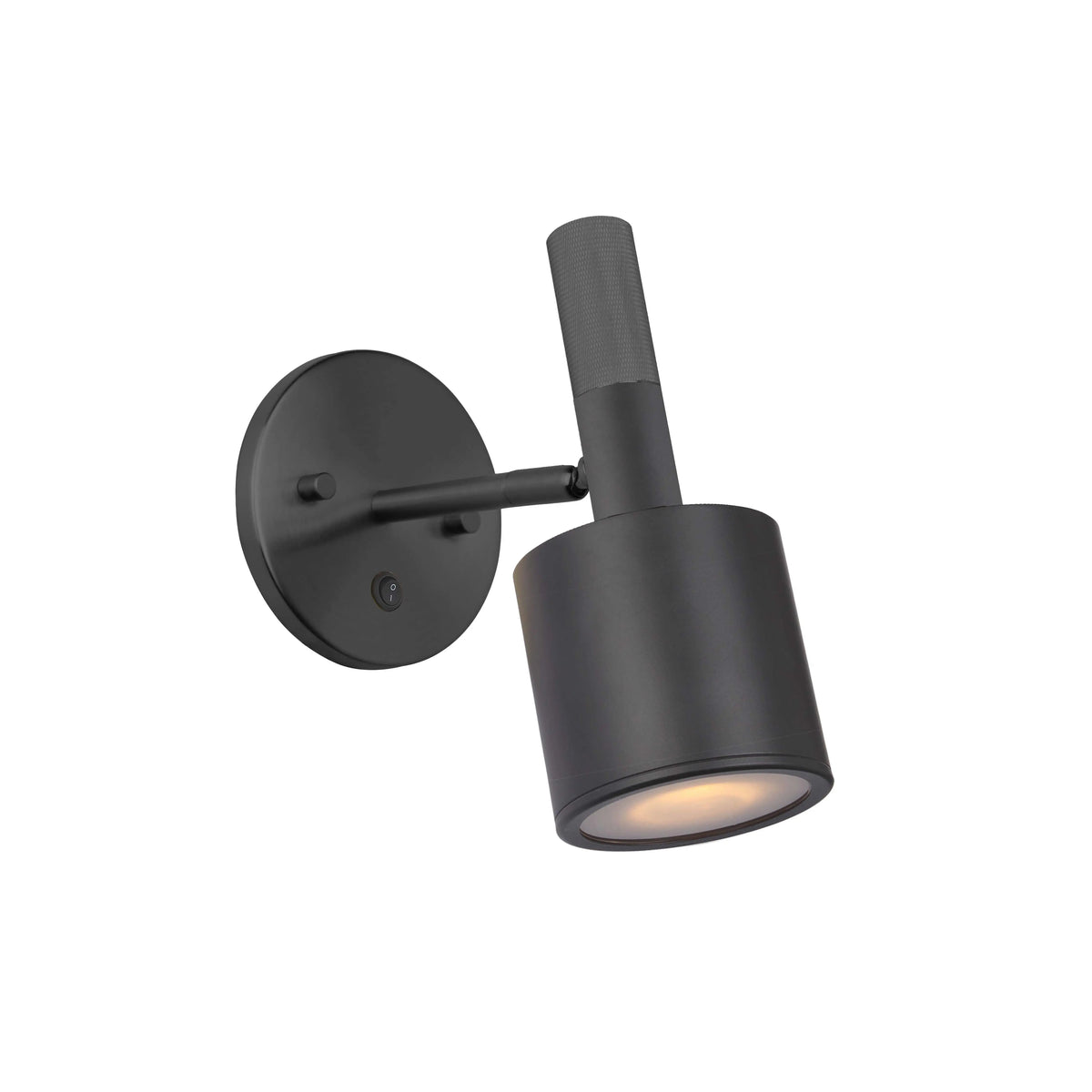 Dainolite 1 Light Wall Satin Chrome Matte Black with Frosted Diffuser