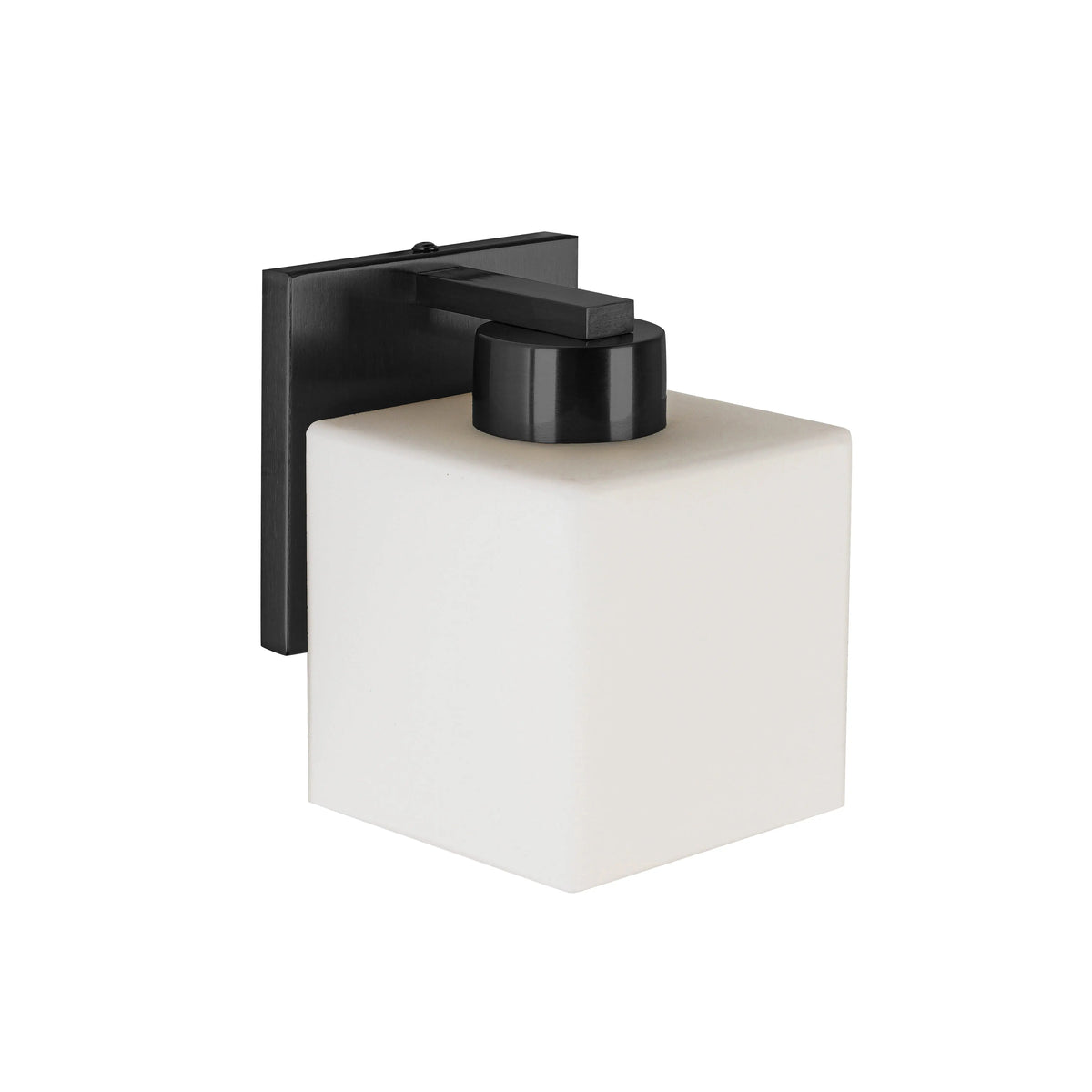 Dainolite 1 Light Wall Sconce Matte Black with White Opal Glass