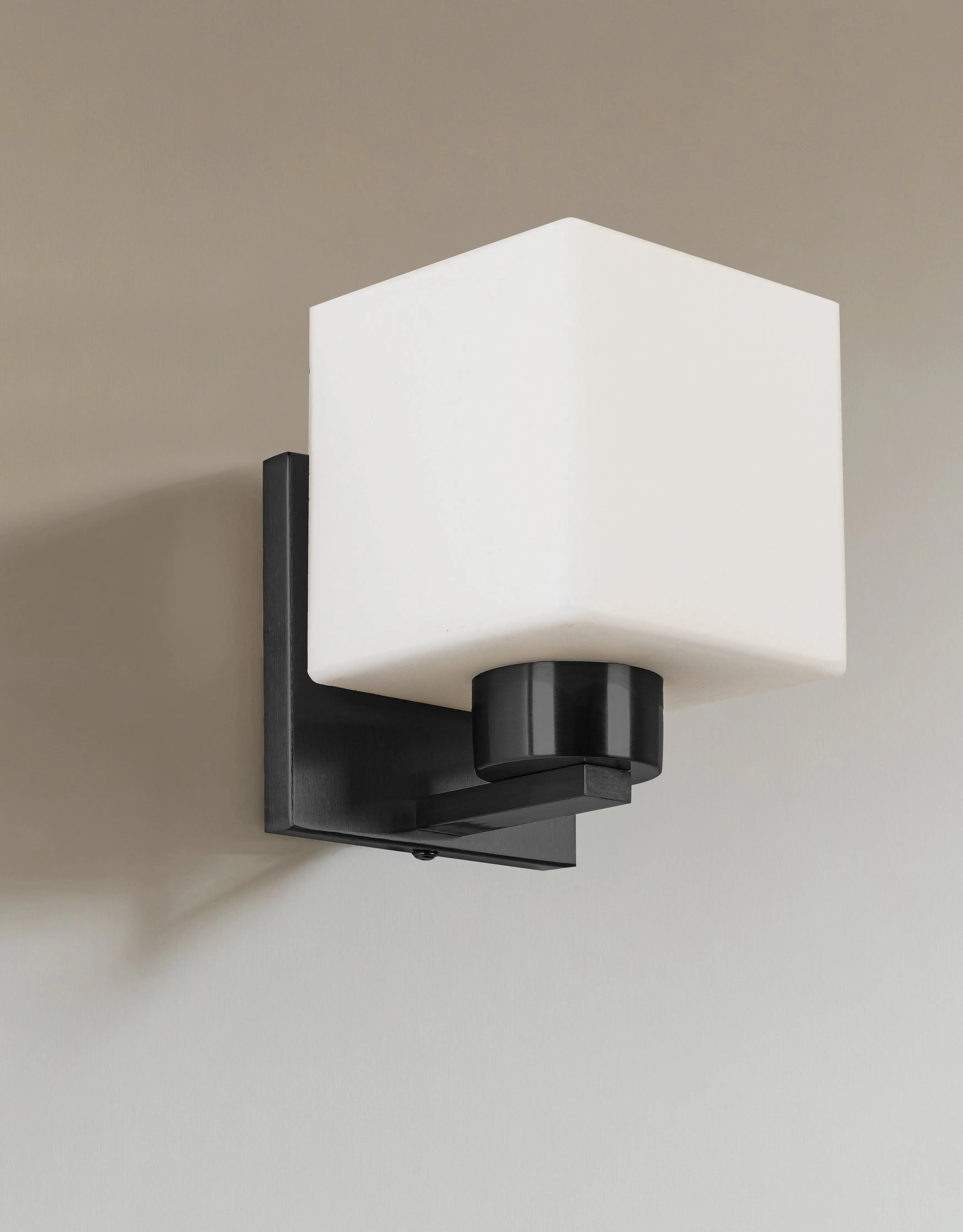 Dainolite 1 Light Wall Sconce Matte Black with White Opal Glass