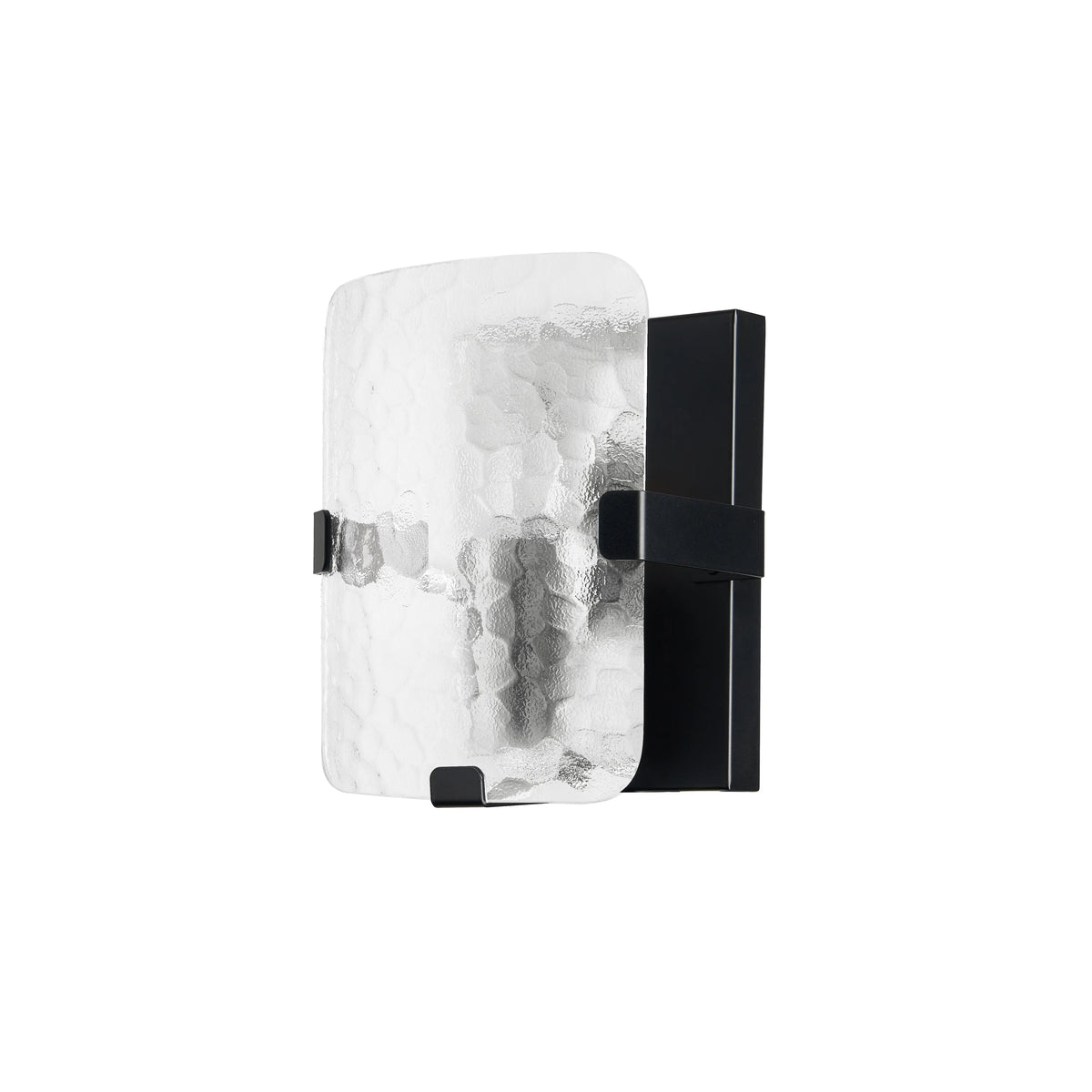 Dainolite 1 Light Wall Sconce in Matte Black w/ Clear Textured Glass