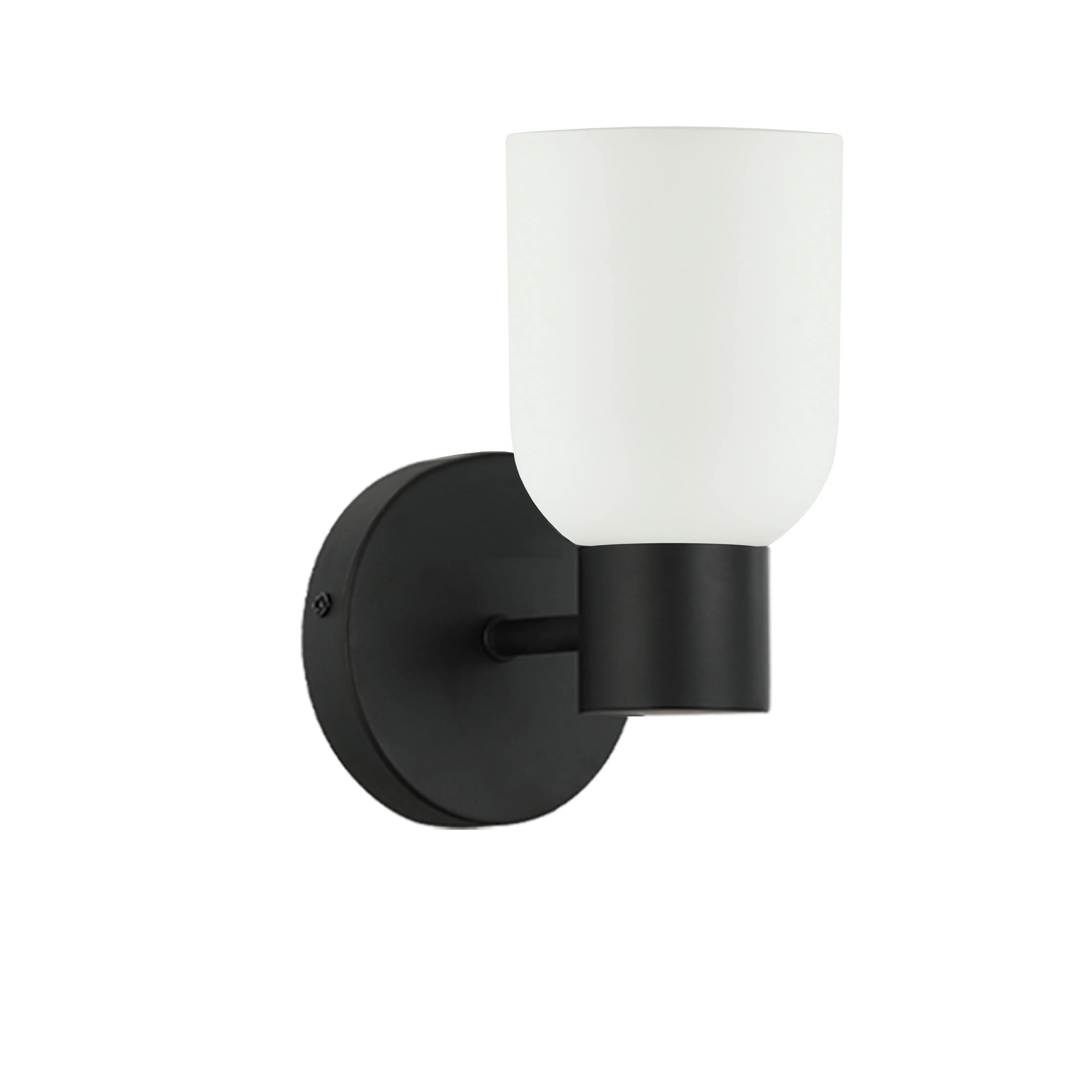 Dainolite 1 Light Wall Sconce in Matte Black w/ Opal Glass