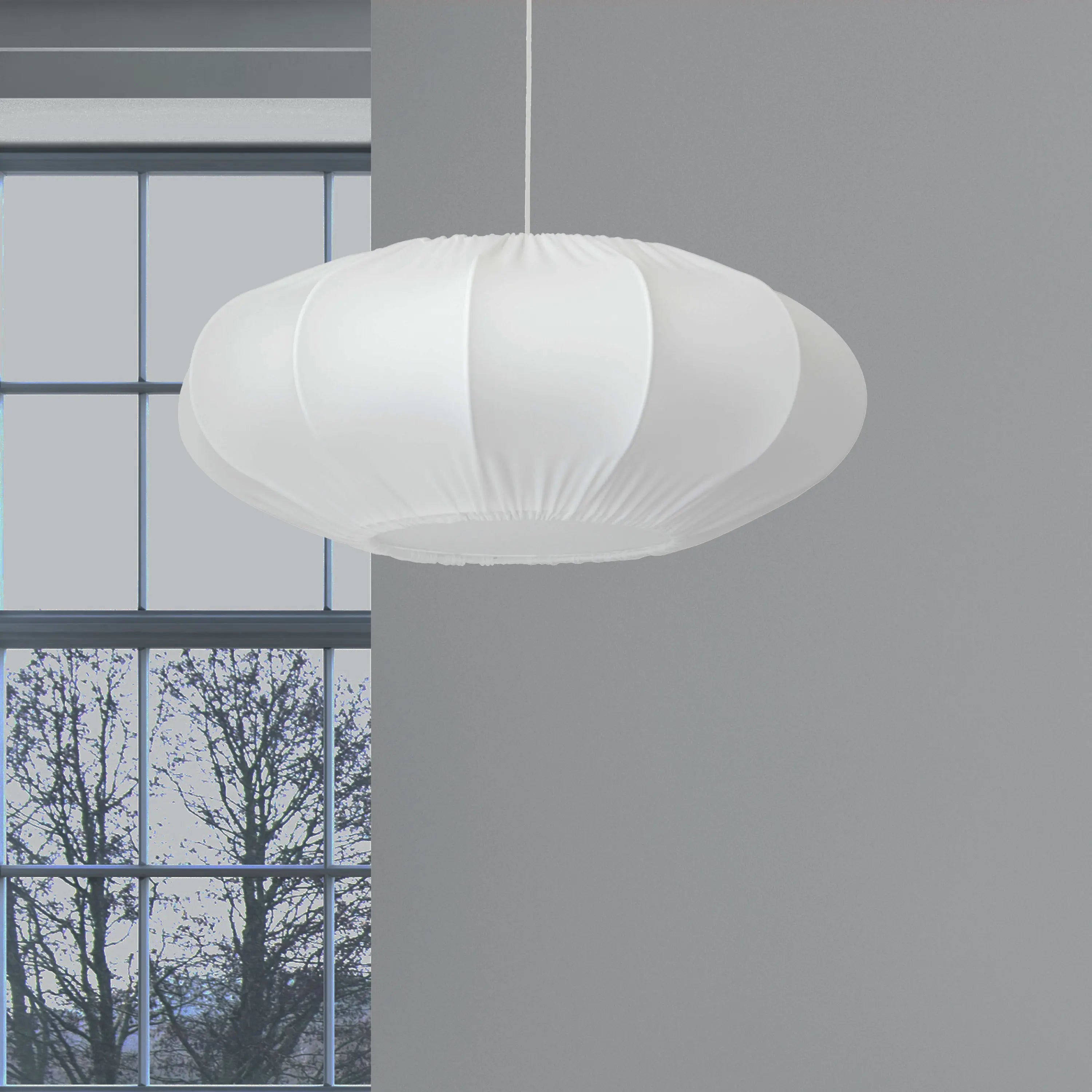 Dainolite 1 Light Zoey Pendant Lycra White Shade, Fabric Diffuser, White