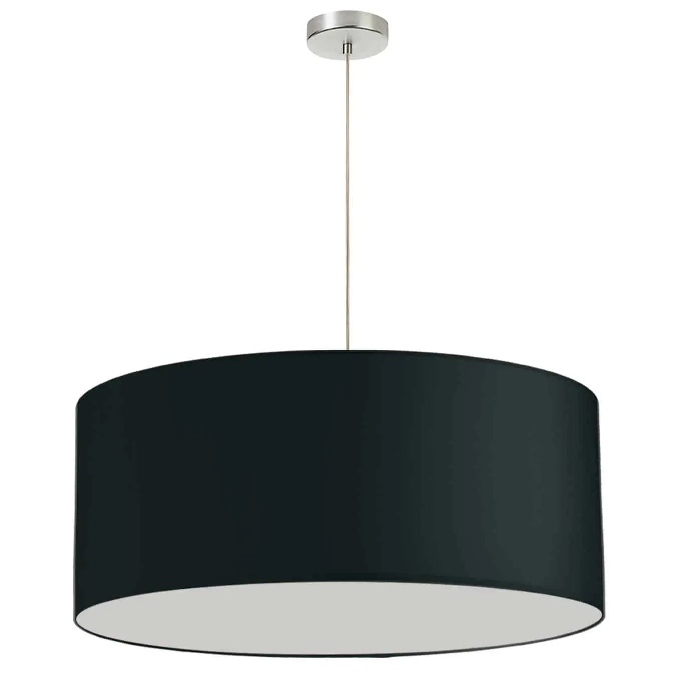Dainolite 1 Light, 28" Drum Shade Pendant, No Bottom Diffuser, Black Fabric