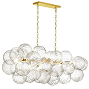 Dainolite 10 Light Halogen Horizontal Pendant Aged Brass with Clear Spiral Glass