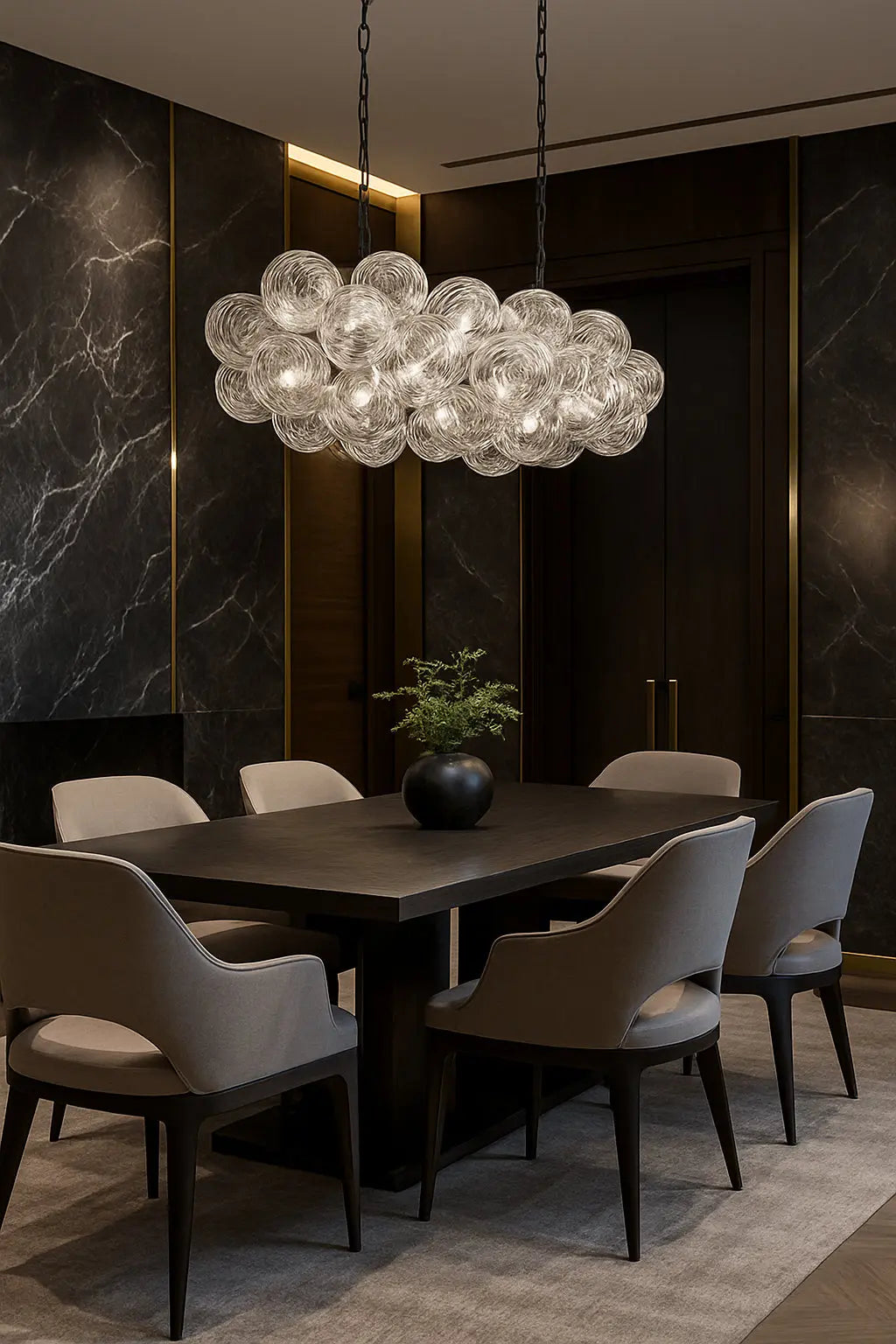 Dainolite 10 Light Halogen Horizontal Pendant Matte Black with Clear Spiral Glass
