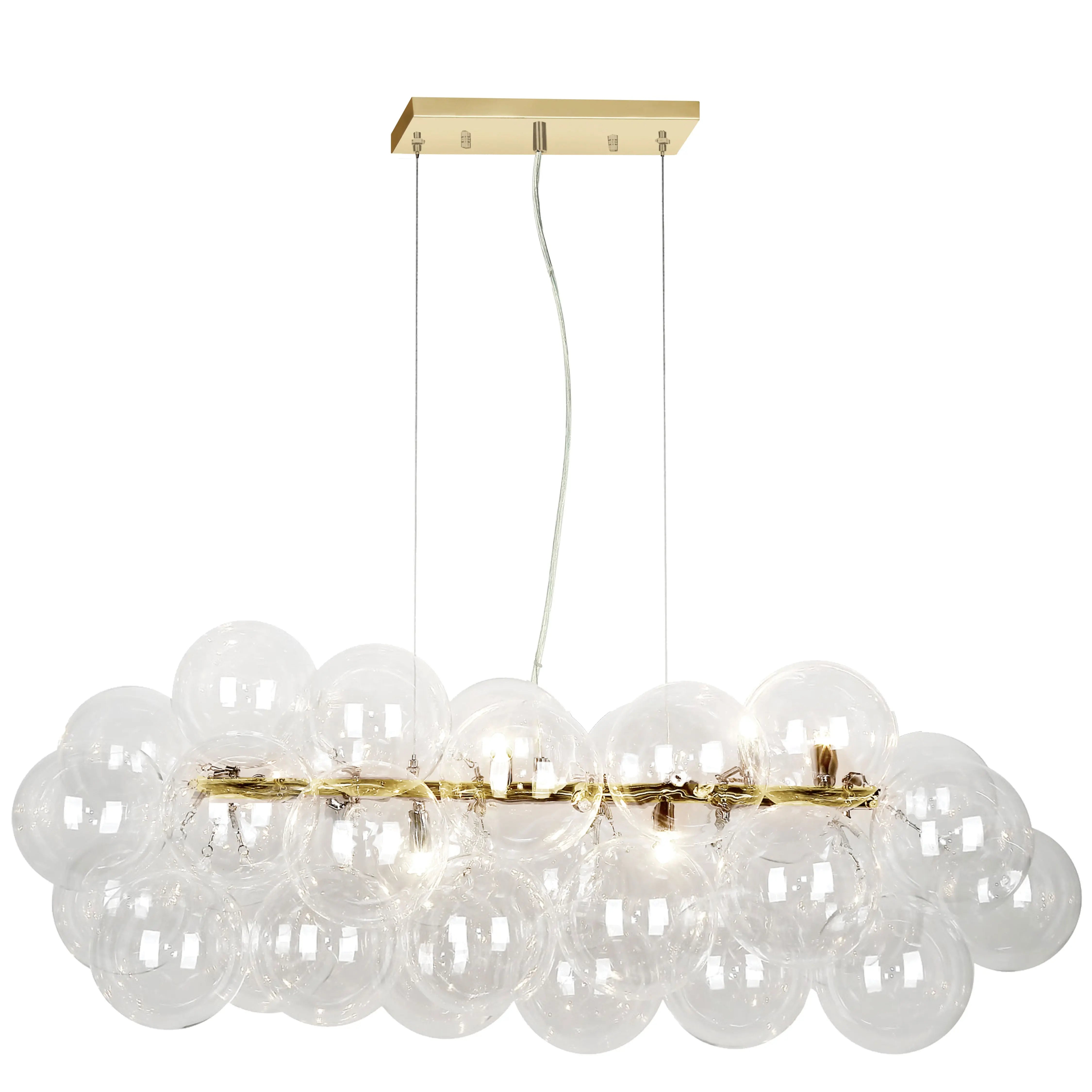 Dainolite 10 Light Halogen Horizontal Pendant, Aged Brass with Clear Glass