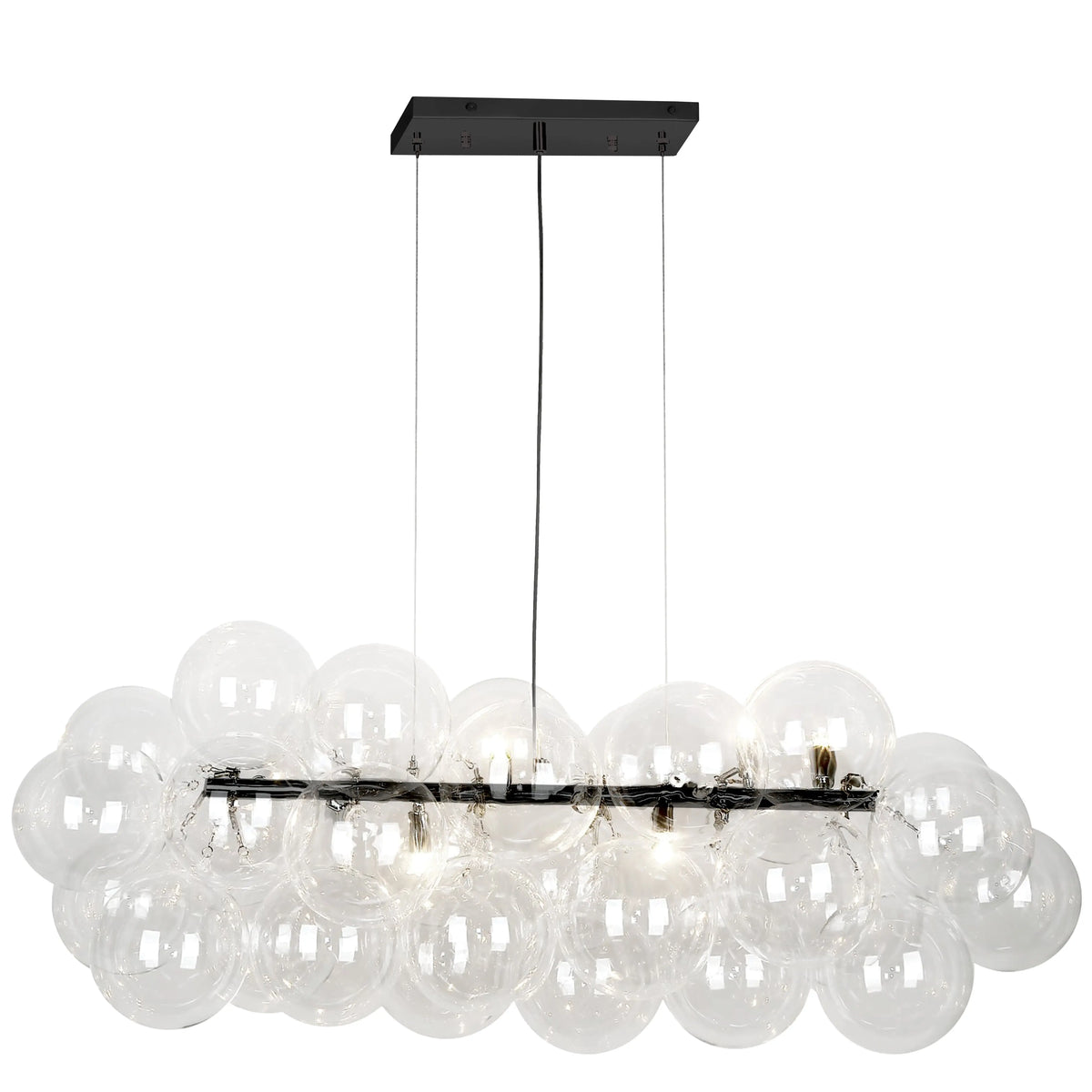 Dainolite 10 Light Halogen Horizontal Pendant, Matte Black with Clear Glass