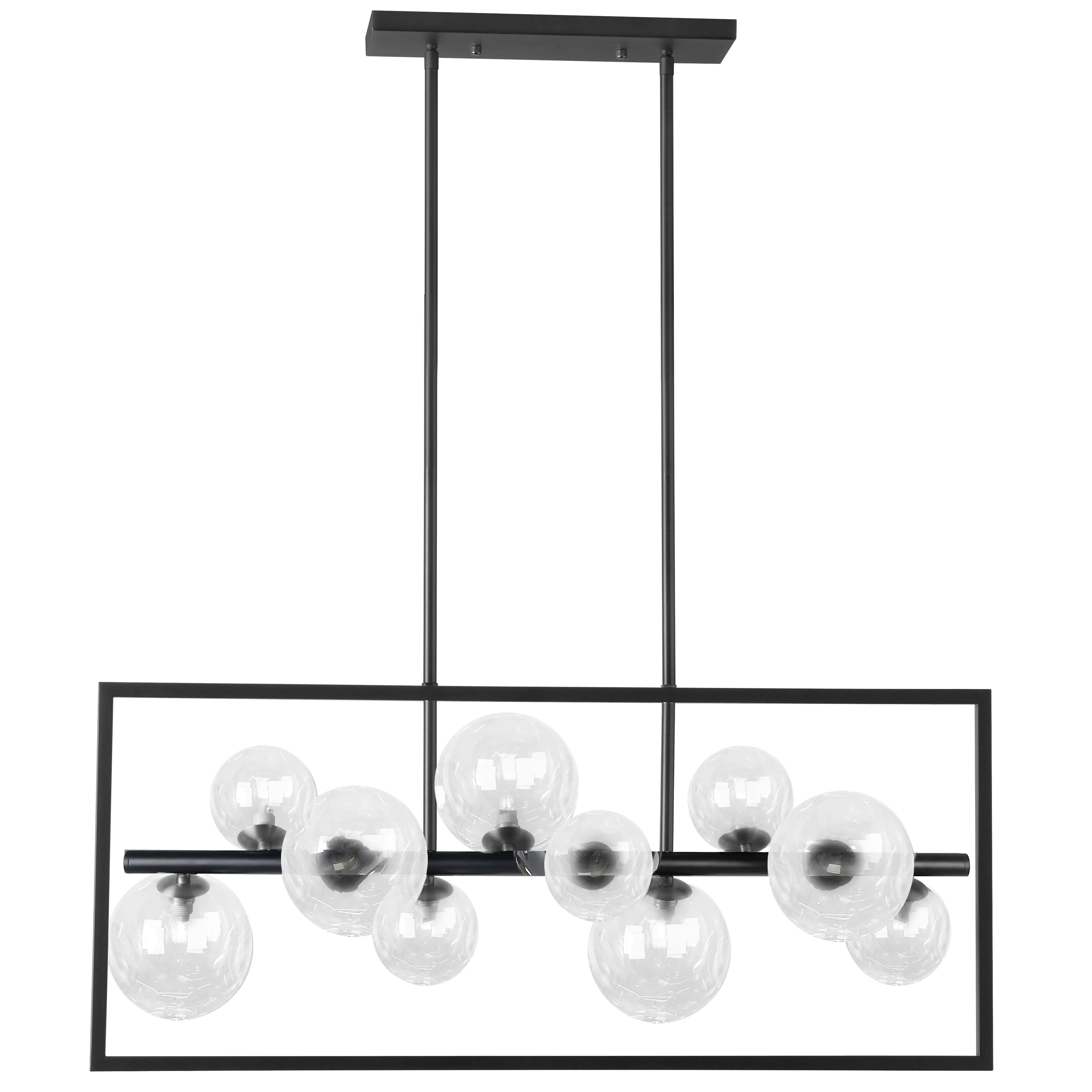 Dainolite 10 Light Halogen Horizontal Pendant, Matte Black with Clear Glass