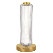 Dainolite 10W Aged Brass Table Lamp w/ Clear Fluted Glass