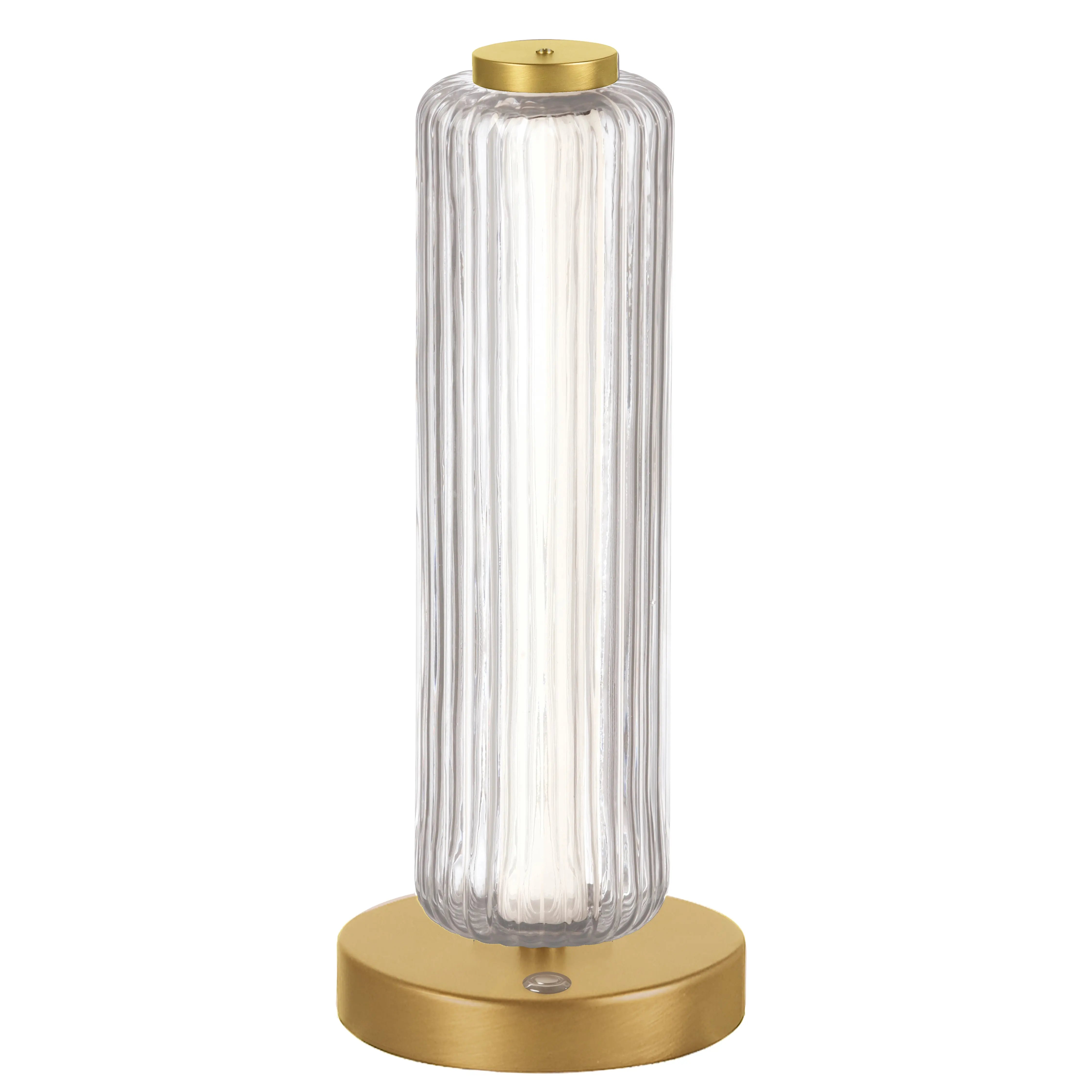 Dainolite 10W Aged Brass Table Lamp w/ Clear Fluted Glass