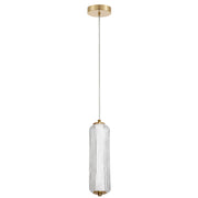Dainolite 10W LED Pendant, Aged Brass with Clear Fluted Glass