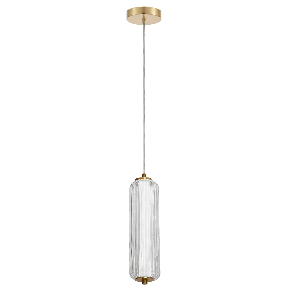 Dainolite 10W LED Pendant, Aged Brass with Clear Fluted Glass