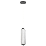 Dainolite 10W LED Pendant, Matte Black with Clear Fluted Glass
