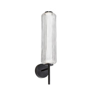 Dainolite 10W LED Wall Sconce, Matte Black with Clear Fluted Glass