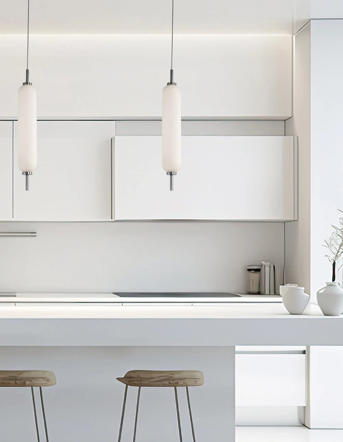 Dainolite 10W Pendant Polished Chrome with White Opal Glass