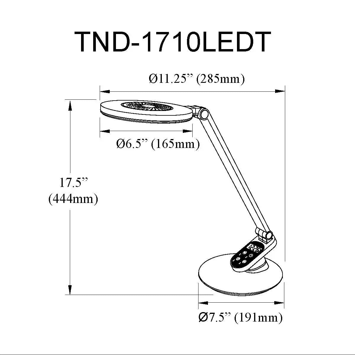 Dainolite 10W Table Lamp, Metallic Grey