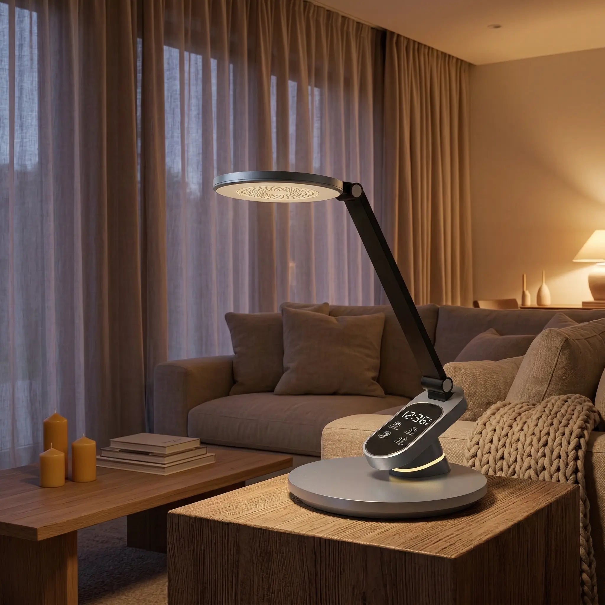 Dainolite 10W Table Lamp, Metallic Grey