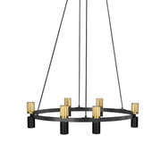 Dainolite 12 Light Chandelier in Matte Black & Aged Brass