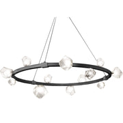 Dainolite 12 Light Halogen Chandelier, Matte Black w/ Clear Glass