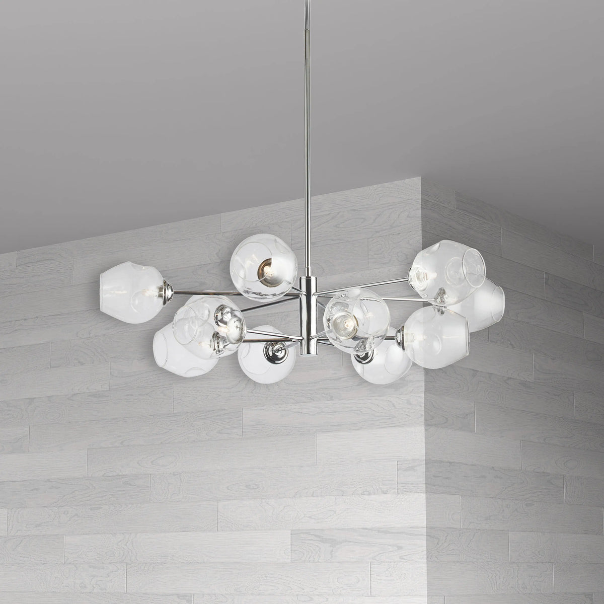 Dainolite 12 Light Round Pendant, Polished Chrome Finish with Clear Glass