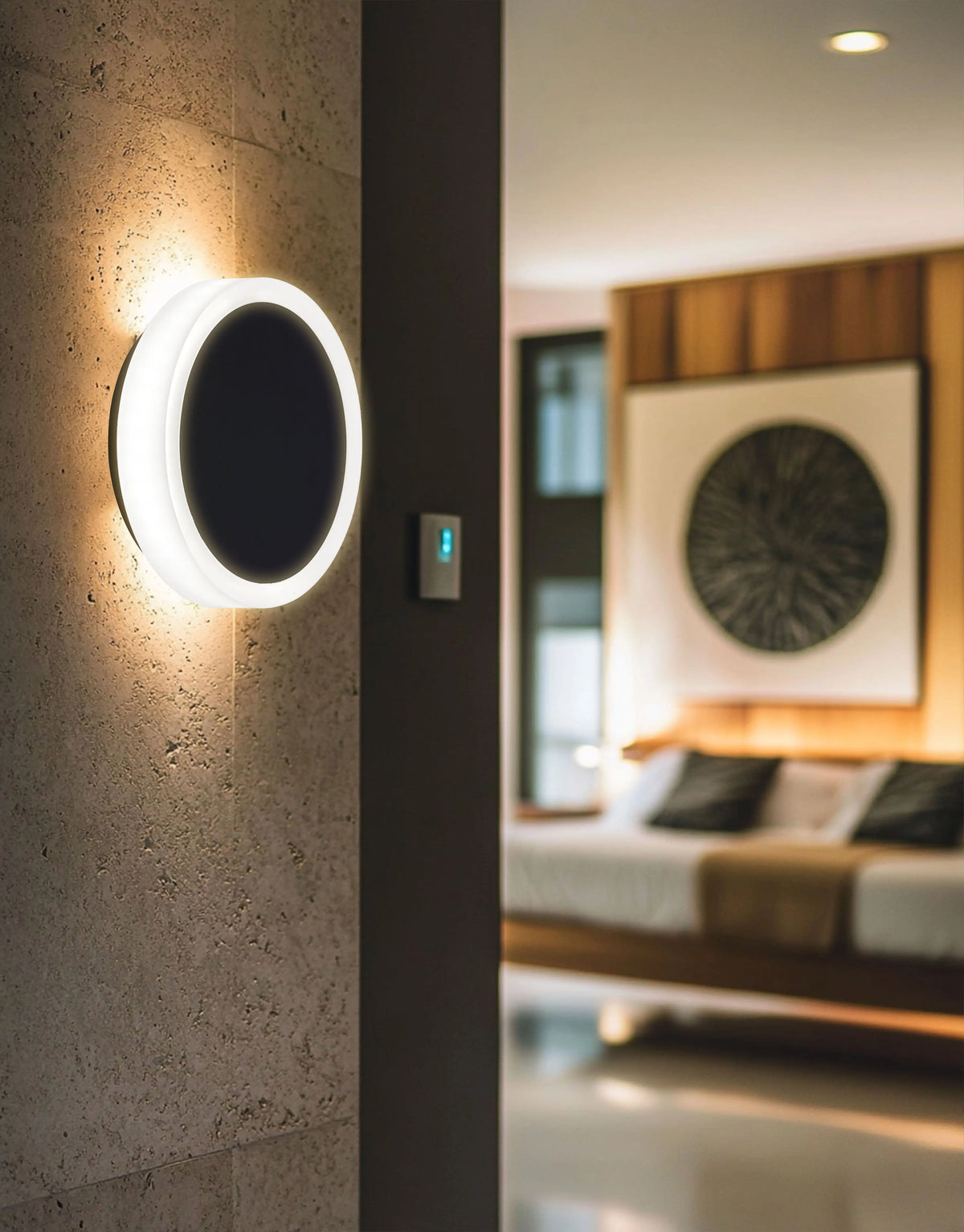 Dainolite 12W Matte Black Wall Sconce w/ Frosted Acrylic Diffuser