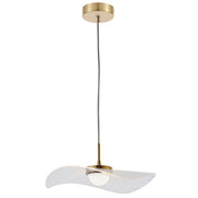 Dainolite 12W Pendant in Aged Brass w/ Clear and White Pinstripe Acrylic