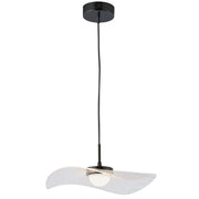 Dainolite 12W Pendant in Matte Black w/ Clear and White Pinstripe Acrylic