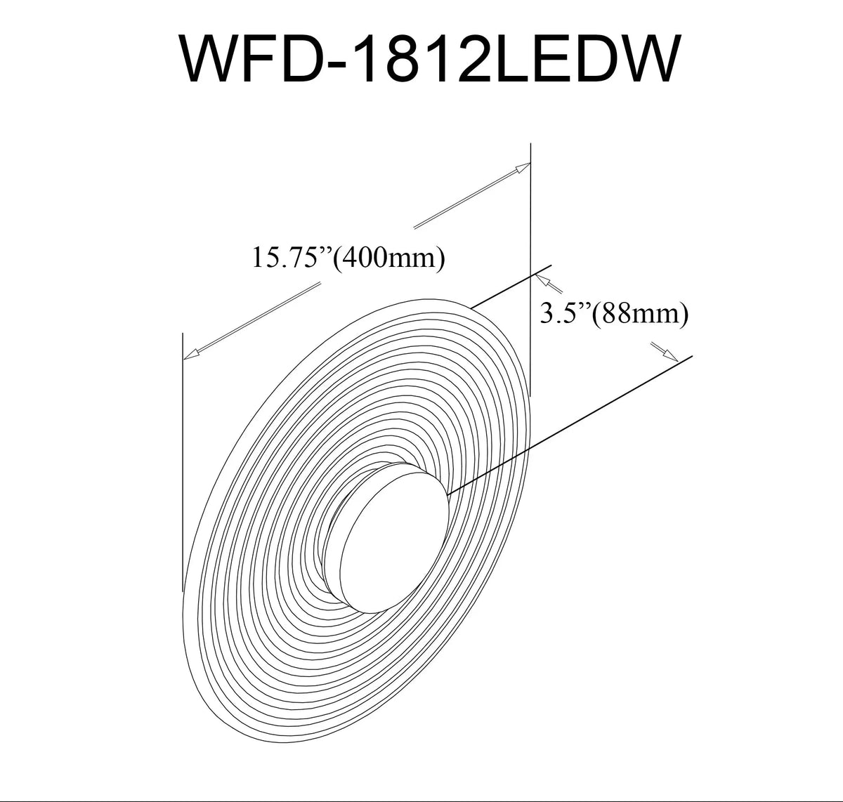 Dainolite 12W Wall Sconce Matte Black with Clear Rippled Glass
